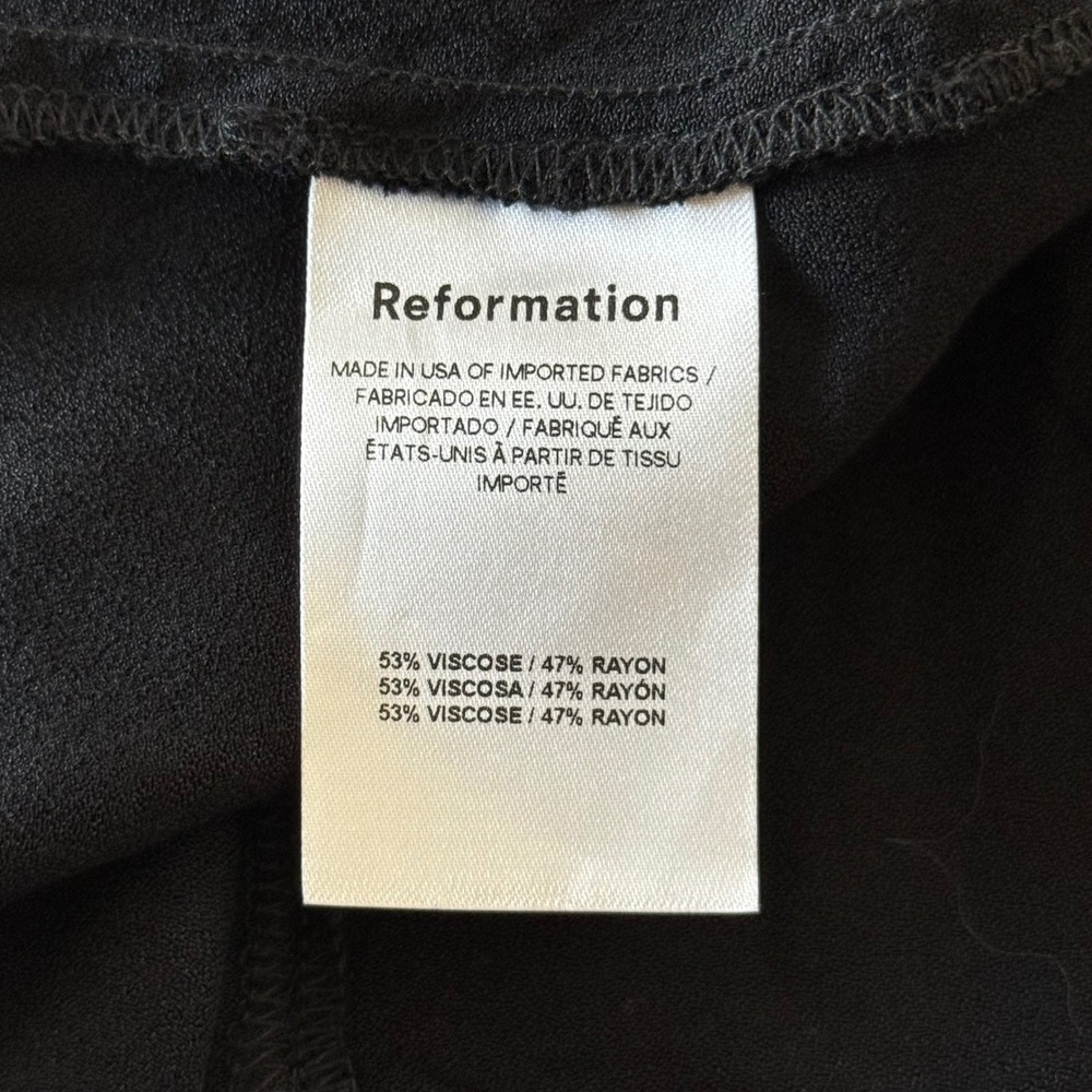 Reformation Margot Mini Skirt Black Side Slit Crepe - 2 - Picture 5 of 6